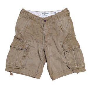 Abercrombie & Fitch Short Men 30 Tan Vtg Y2K Fatigue Heavy Drawstring Distressed